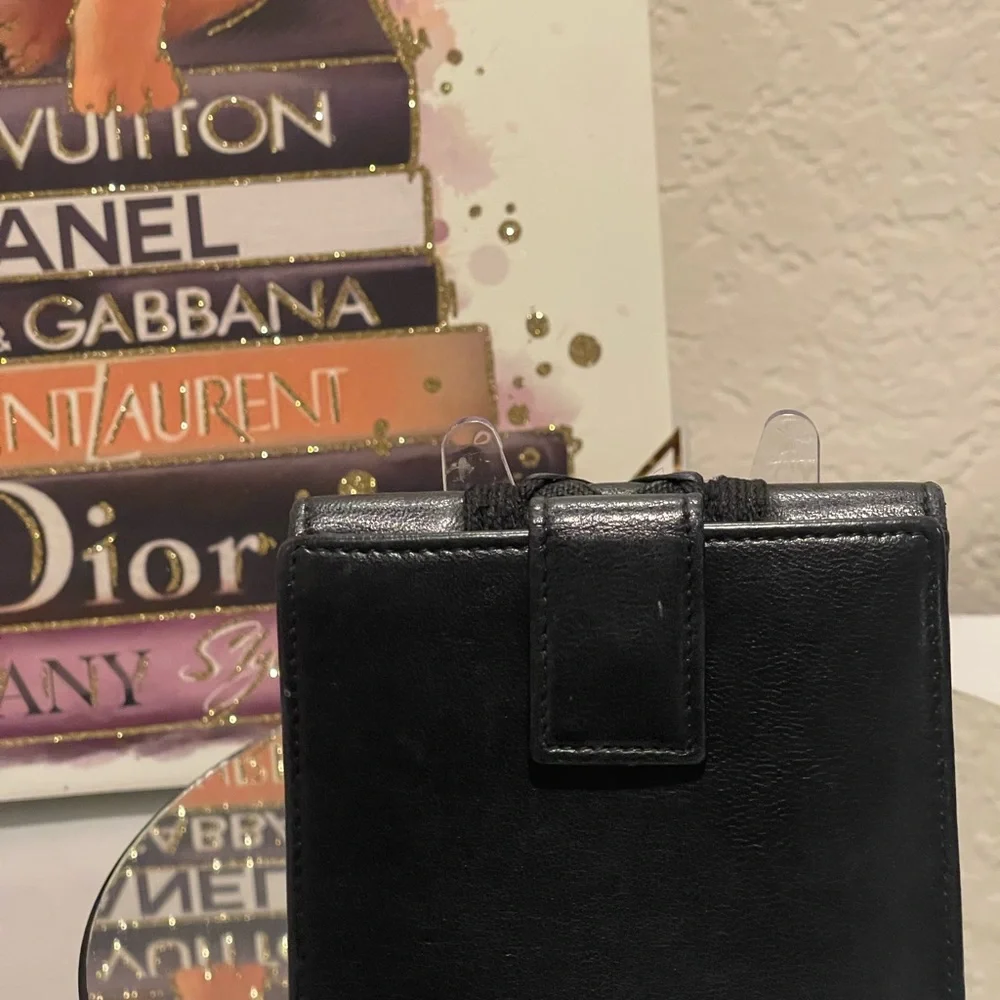 Christian Dior EUC Vntg Ballet Corset Bifold Black Leather Compact Wallet (W138)